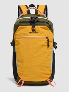 Durable outdoor hiking backpack with spacious capacity, color-block design, and multiple pockets for travel.
