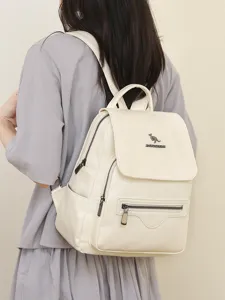 Women casual fashion PU leather backpack large capacity school bag daily travel elegant daypack