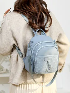Stylish casual women's backpack lightweight commuter travel bag in light blue color main view