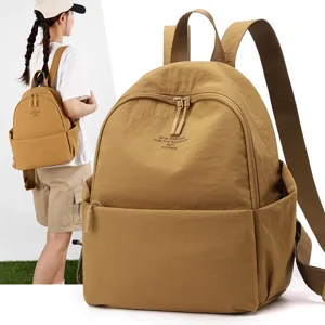 Washed Nylon Backpack Women Large Capacity Casual Travel School Bag Lightweight Minimalist Casual Bookbag Daypack