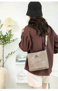 Stylish women shoulder bag soft leather casual crossbody bag with wide strap for daily use