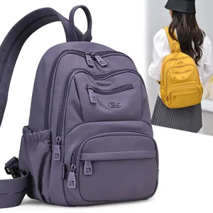 Women Casual Nylon Waterproof Backpack Large Capacity Multi Pocket School Bag Lightweight Commuter Travel Rucksack