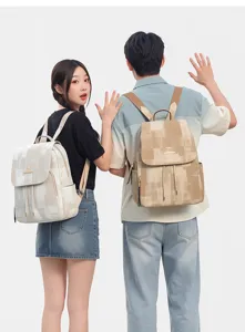 Washed denim texture casual large capacity travel backpack stylish lightweight school bag