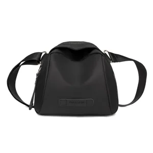 Classic black nylon shell crossbody bag for women, stylish daily shoulder bag with strap.