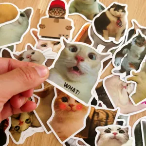 Funny cat stickers pack waterproof decorative decals for luggage and laptop 50pcs