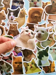 Cute funny cat stickers pack waterproof vinyl decal for laptop luggage journal 50pcs