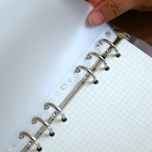 Carnet de notes relié à anneaux transparent A5 A6 A4 B5 rechargeable papier quadrillé