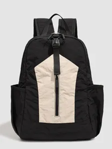 Classic black and beige lightweight travel backpack for outdoor camping, hiking and daily sports.