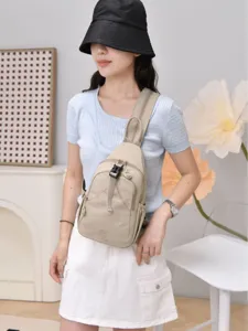 Stylish nylon chest bag for women, lightweight waterproof crossbody shoulder daypack.