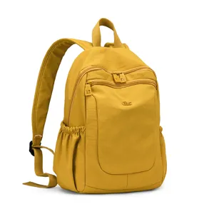 Yellow waterproof nylon women backpack large capacity casual school daily commuting bag