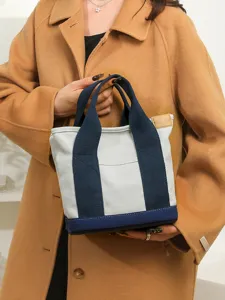 Stylish canvas tote bag, Japanese style casual handbag and lightweight daily lunch bag for women.