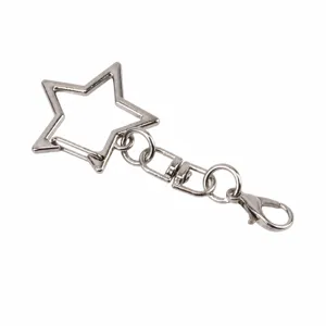 Stern Schlüsselanhänger Detailaufnahme, Metall Sternring mit Karabiner, DIY Schmuckzubehör.