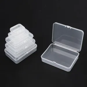 Boîte de rangement rectangulaire en plastique PP transparent pour petits composants.