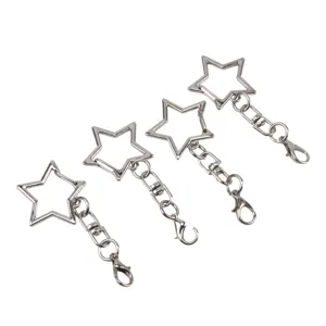 Silberne Metall Stern Schlüsselanhänger Karabinerhaken DIY Schmuckzubehör für Taschen