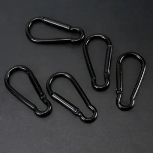 5cm schwarzer Metall Karabinerhaken fuer Schluessel, formvoellige Karabiner Clips Outdoor.