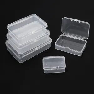 Boîte de rangement rectangulaire en plastique PP transparent avec couvercle pour petits objets.