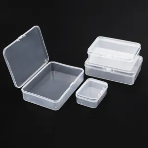Boîte de rangement rectangulaire en plastique PP transparent, organisateur pour petits accessoires.