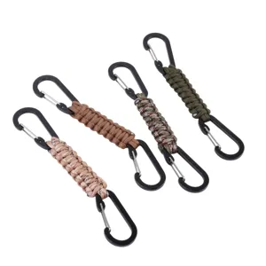 Handmade paracord keychain double hook carabiner D-ring clip outdoor gear 4-pack set