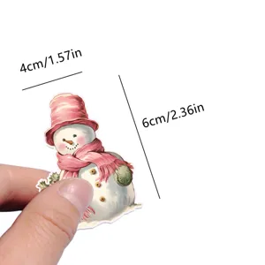 Vintage Christmas snowman sticker for luggage and fridge decoration, waterproof festive decal pack.
