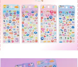 Cute 3D crystal cartoon animal stickers for phone case, diary, and card DIY decoration.