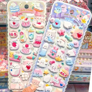 Japanese style cute 3D bubble stickers animal cartoon puffy stickers for kids decor pack
