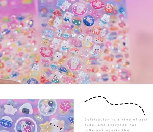 Cute animal 3d crystal stickers for kids cartoon rabbit cat guka phone case decorative