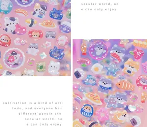 Cute 3D crystal animal stickers, cat and dog cartoon decal for phone case decoration