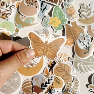 Bohemian Stil Wasserdicht Klebstoff Aufkleber Schmetterling Pflanze Blumen Abziehbilder Für Tagebuch Laptop Wasserflasche DIY
