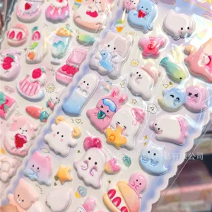 Kawaii 3D puffy bubble stickers cute cartoon animals sweet dessert decorative kids DIY planner