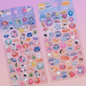 Cute animal 3D crystal stickers for kids, cartoon cat and dog decals for phone case deco.