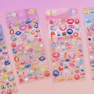 Cute 3D Crystal Animal Stickers Cartoon Rabbit Dog Cat Phone Case DIY Decoration