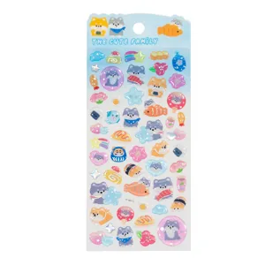 Cute animal 3D crystal stickers for kids, cartoon dog decorative decals for phone case.