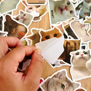 50pcs funny cat stickers pack waterproof vinyl cute meme decals for laptop luggage water bottle