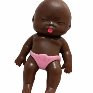 Dark skin baby doll soft TPR squeeze toy, cute mini decompression toy for kids and adults.