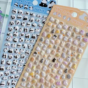 Cute 3D cartoon animal stickers set, adorable panda and bunny bubble stickers for DIY crafts and kids.