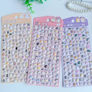 Cute 3D cartoon animal stickers set with lovely cats dogs and rabbits for kids crafts.