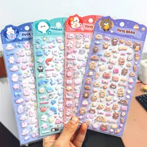3D puffy stickers set cute cartoon animal adhesive stickers for kids DIY crafts phone decoration