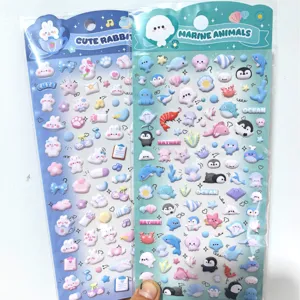 Detailed view of 3d puffy cartoon animal and rabbit foam stickers for kids DIY phone decor