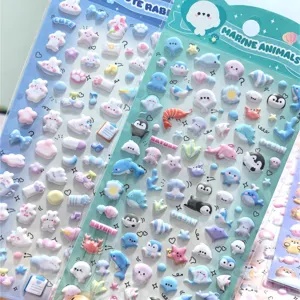 Cute 3D puffy cartoon animal stickers for DIY crafts, phone decoration, and kids gifts.