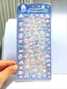 3D cute rabbit puffy foam stickers for kids DIY craft phone decoration cartoon decal sheet