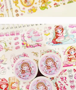 Cute anime girl washi tape set for journaling crafts decoration, width 4.5cm length 3m.