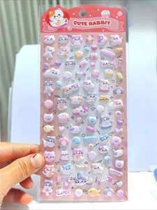 3D cute cat rabbit foam stickers sheet, cartoon animal puffy sticker for DIY craft decoration