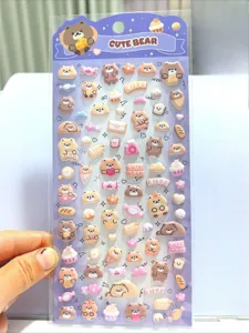 3D cute bear puffy stickers for kids DIY crafts phone decoration waterproof aesthetic