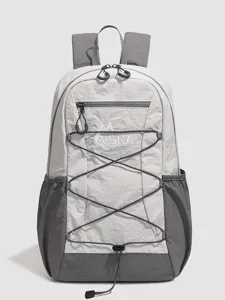 Waterproof Nylon Casual Backpack Fashion Colorblock Student School Bag Large Capacity Travel Daypack For Women