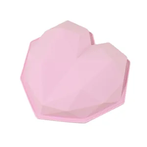 Rosa Diamant Herz Silikonform zum Backen von Mousse Kuchen, Schokolade und Desserts.