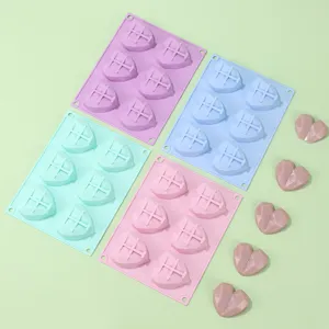 6 Cavity Heart Diamond Silicone Cake Mold Baking Mousse Chocolate Biscuit Ice Cube Mold High Temperature Resistant