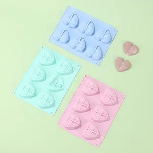 6 Cavity Heart Silicone Cake Mold Diamond Chocolate Baking Mousse Ice Tray Tool