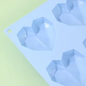 6-cavity heart silicone cake mold diamond chocolate baking tray kitchen tool blue