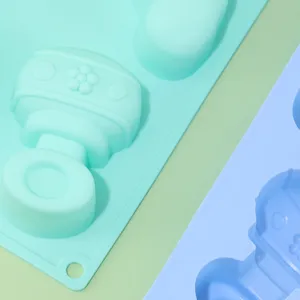 Silicone baby rattle cake mold DIY baking tool soft soap mold mint green and blue set.