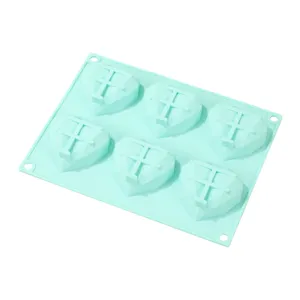 6-Cavity Heart Silicone Cake Mold Diamond Chocolate Baking Tray Non-Stick Kitchen Tool